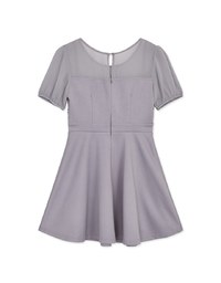 Sweet Sultry Fake Two-Piece Puff Sleeve Flare Dress