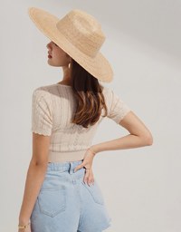 Minimal Chic Pattern Buttoned Knit Crop Top