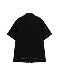Double Pocket Stitching Short Sleeve Blouse Shirt