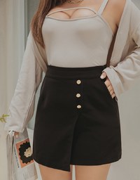 Curved Cut Gold Button Skort