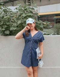 Modern Chic Short Sleeve Button Denim Jeans Dress