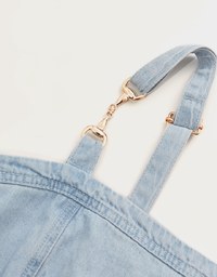 Metallic Chain Strap Denim Jeans Mini Tank Dress