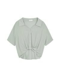 Finest Front Knot Short Sleeve Blouse