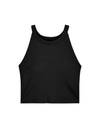 【Vacanza】Soigné Halter Ribbed Top (With Padding)