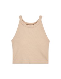 【Vacanza】Soigné Halter Ribbed Top (With Padding)