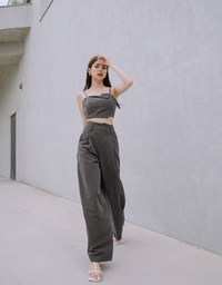 【Vacanza 】Crop Top With Folded Shoulders
