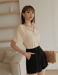 Refined Button Down Wide Sleeve Top