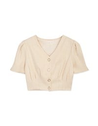 Soigné Pleated Buttoned Crop Top
