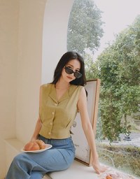 Smart Casual Lapel Buttoned Top