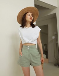High Waisted Double Button Shorts
