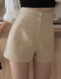 High Waisted Double Button Shorts