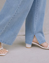 【Vacanza】Casual Cooling Slit Straight-Leg Denim Jeans Pants
