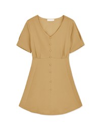 Elegant V-Neck Button Down Mini Dress