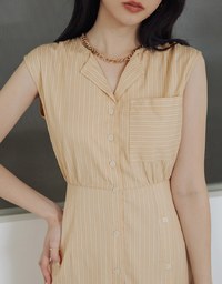 Striped Slit Shirt Maxi Dress
