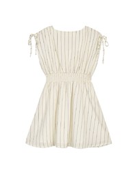 Shoulder Drawstring Striped Mini Dress
