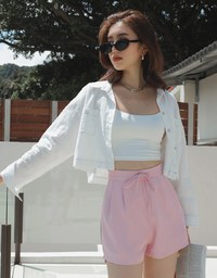 Elevated Casual Sheer Crop Blouse Shirt