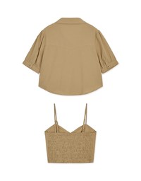 Casual Chic Two-Piece Cami Top + Crop Blouse Set