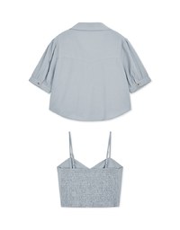 Casual Chic Two-Piece Cami Top + Crop Blouse Shirt  Set