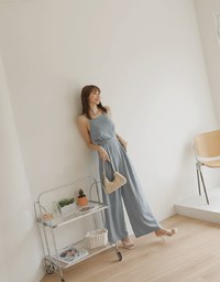 Classy Thin Strap Tie-Back Pleated Jumpsuit