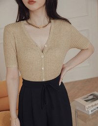 Casual Chic Button Down Ribbed Knit Top