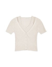 Fake Two-piece Buttoned Knit Top