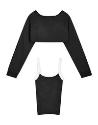 Contrast Slit Knit Two Piece Top