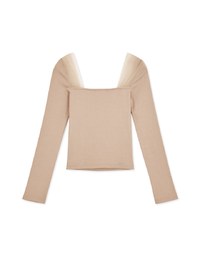 Square Collar Patch Front Cropped Top