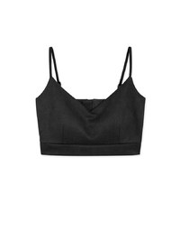 Suede V Neck Crop Top (With Chest Pad)