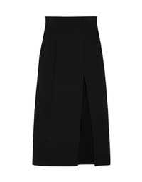 High Waisted Tweed Slit Elastic Maxi Maxi Long Skirt