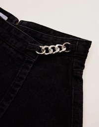 Silver Chain Asymmetrical Jeans Skorts