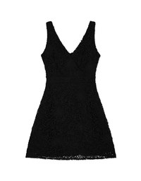 V-Neck Lace Wide Shoulder Strap Mini Dress