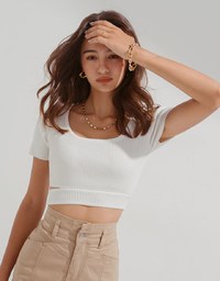 One Side Cutout Cropped Knit Top