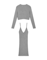 V-Neck  Knit Two-Piece Dress