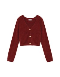 V-Neck Wool Button-Down Knit Top