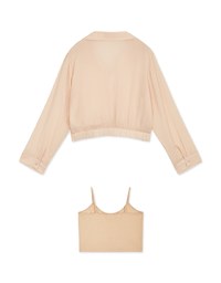 Creased Chiffon Sheer Two-Piece Blouse