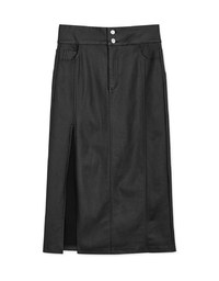 High Waisted Slim Slit Faux Leather Maxi Maxi Long Skirt