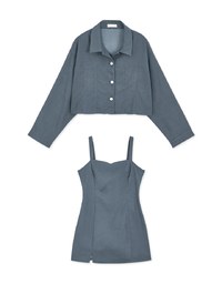 Modern Twist Crop Blouse Shirt  + Sweetheart Dress Set Wear
