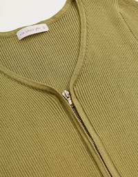 Minimalist Staple Dual-Zipper Knit Crop Top