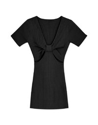 【Mi's Pick】Hollow Wrinkled SideSlit Knit Mini Dress