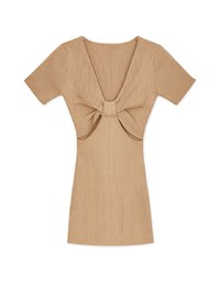 【Mi's Pick】Hollow Wrinkled SideSlit Knit Mini Dress