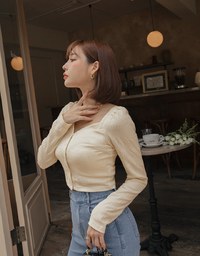 Square Neck Embossed Button Crop Top