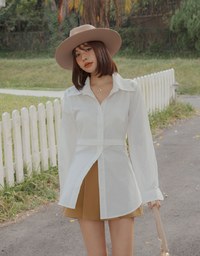 2WAY Buttoned Long Blouse