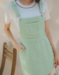 Woven Tweed Suspender Mini Dress