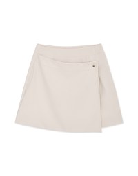Asymmetric Side Button Mini Skirt