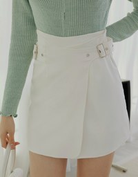 Overlap Styling Belted Mini Skirt