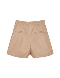 360° High Waisted Pleated Faux Leather Shorts