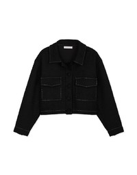 Classic Tweed Buttoned Blazer Jacket