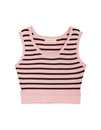 Color Striped Crop Knit Tank Top