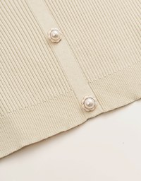Pearl Button Knit Crop Tank Top
