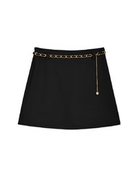 Tweed Gold Chain A-Line Skirt (With Belt)